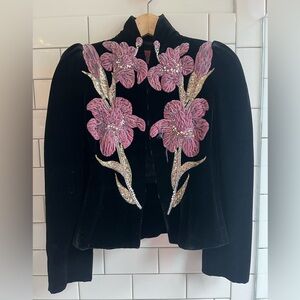 Gucci 2019 black velvet beaded sequin blazer IT 34 XXS